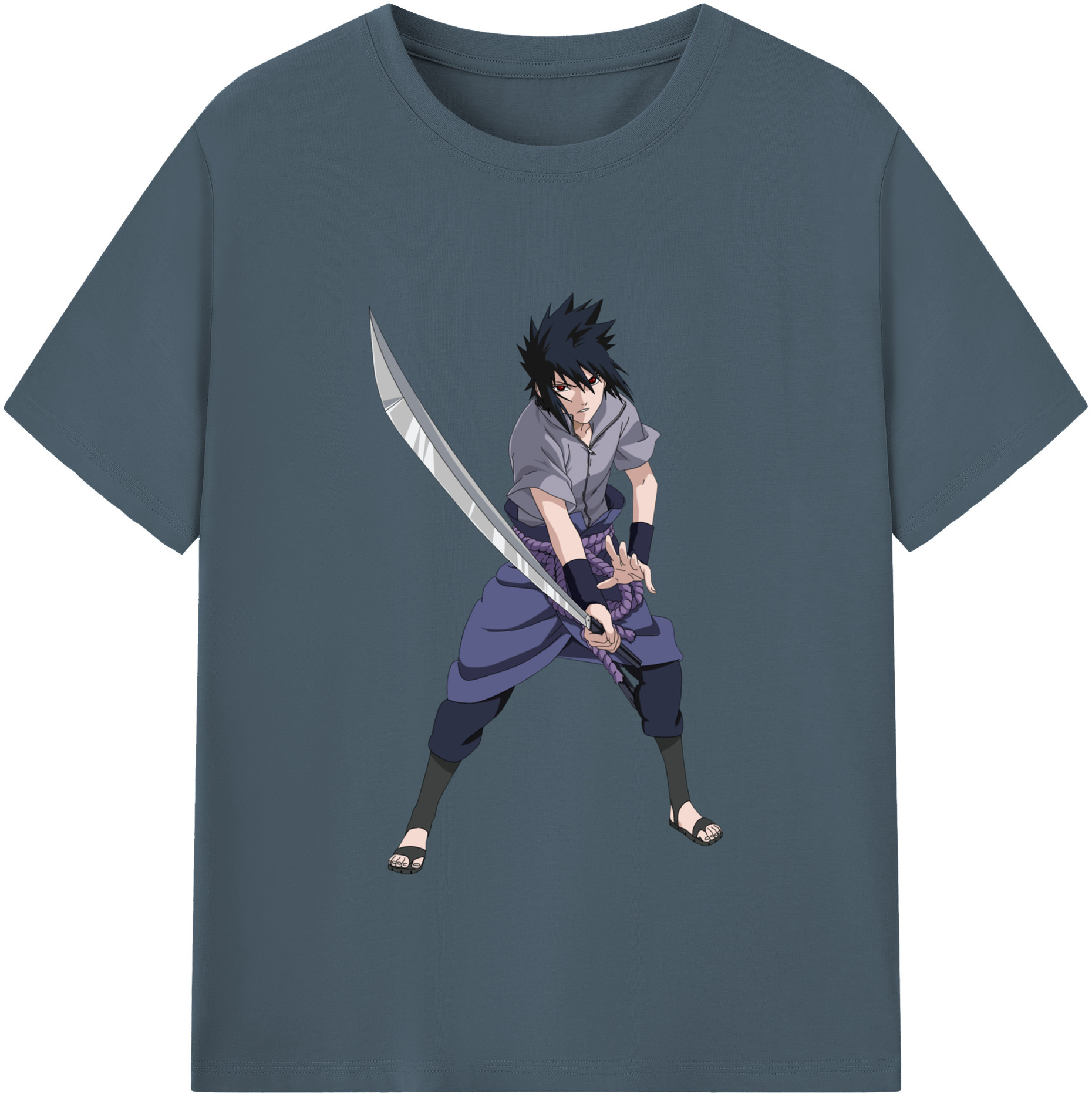 （画像用） NARUTO -ナルト- うちは サスケ Uchiha Sasuke 綿100％半袖Tシャツ（フロントプリント）
